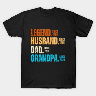 Cool Gift Ideas for Legendary Dads and Grandpas - Father's Day Family Matching - Legend Since 1960 Husband Since 1986 Dad Since 1990 Grandpa Since 2024 T-Shirt